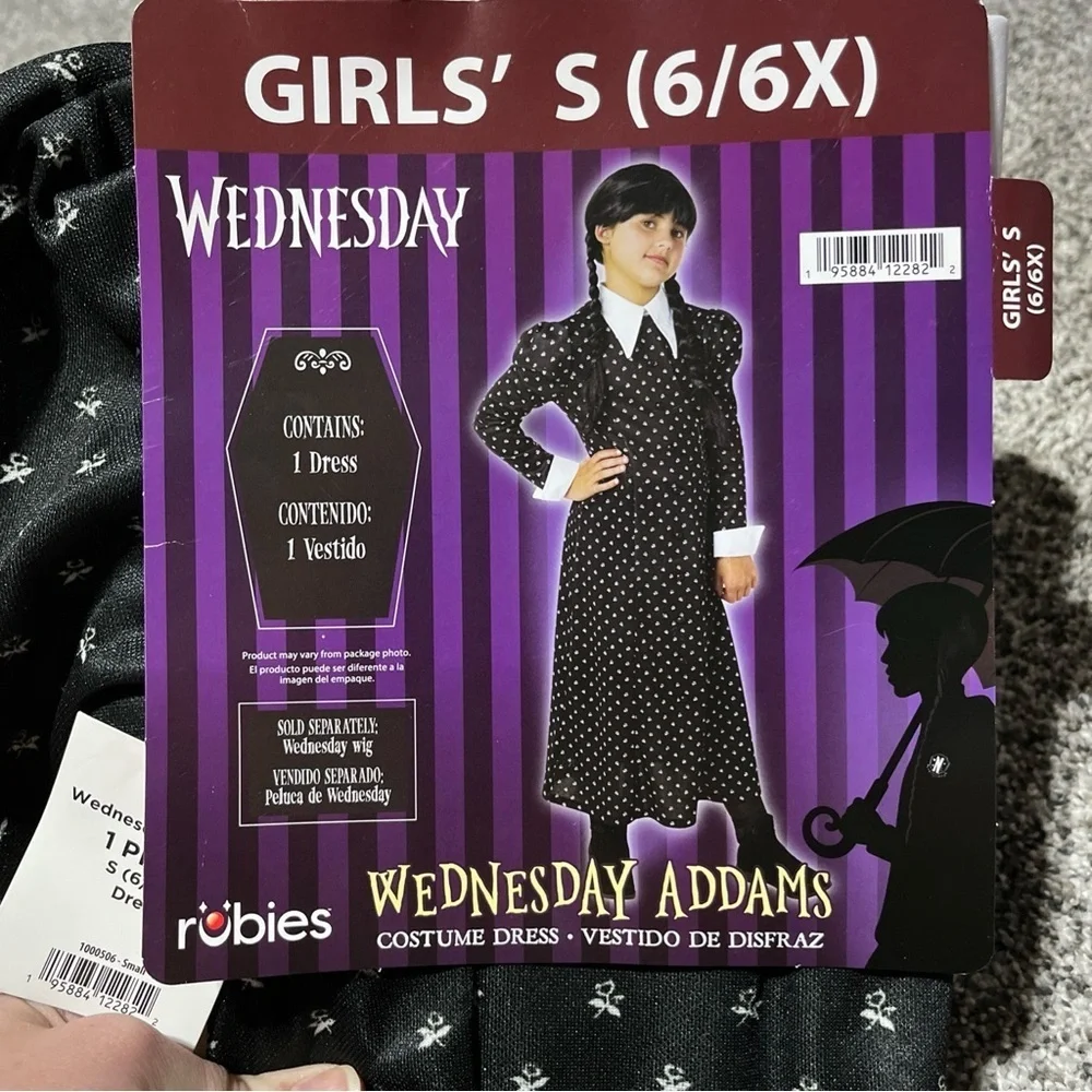 Addams Girl Halloween Costume Wednesday Addams Dress Youth Girls S 6/6x - Picture 2 of 8
